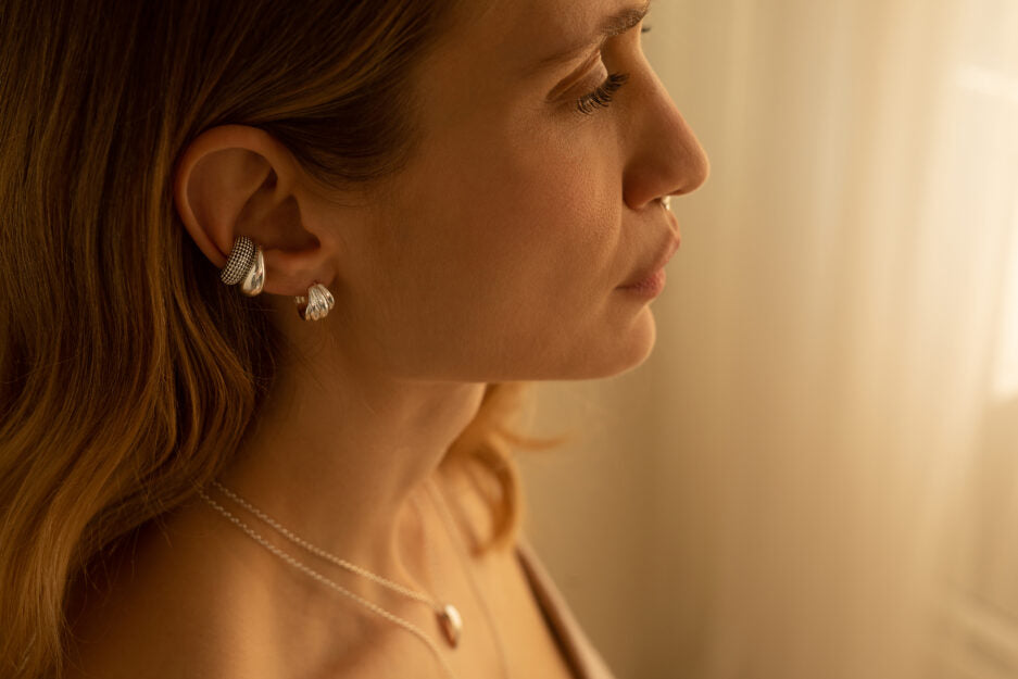 Shell Ear Cuff In Antique Silver