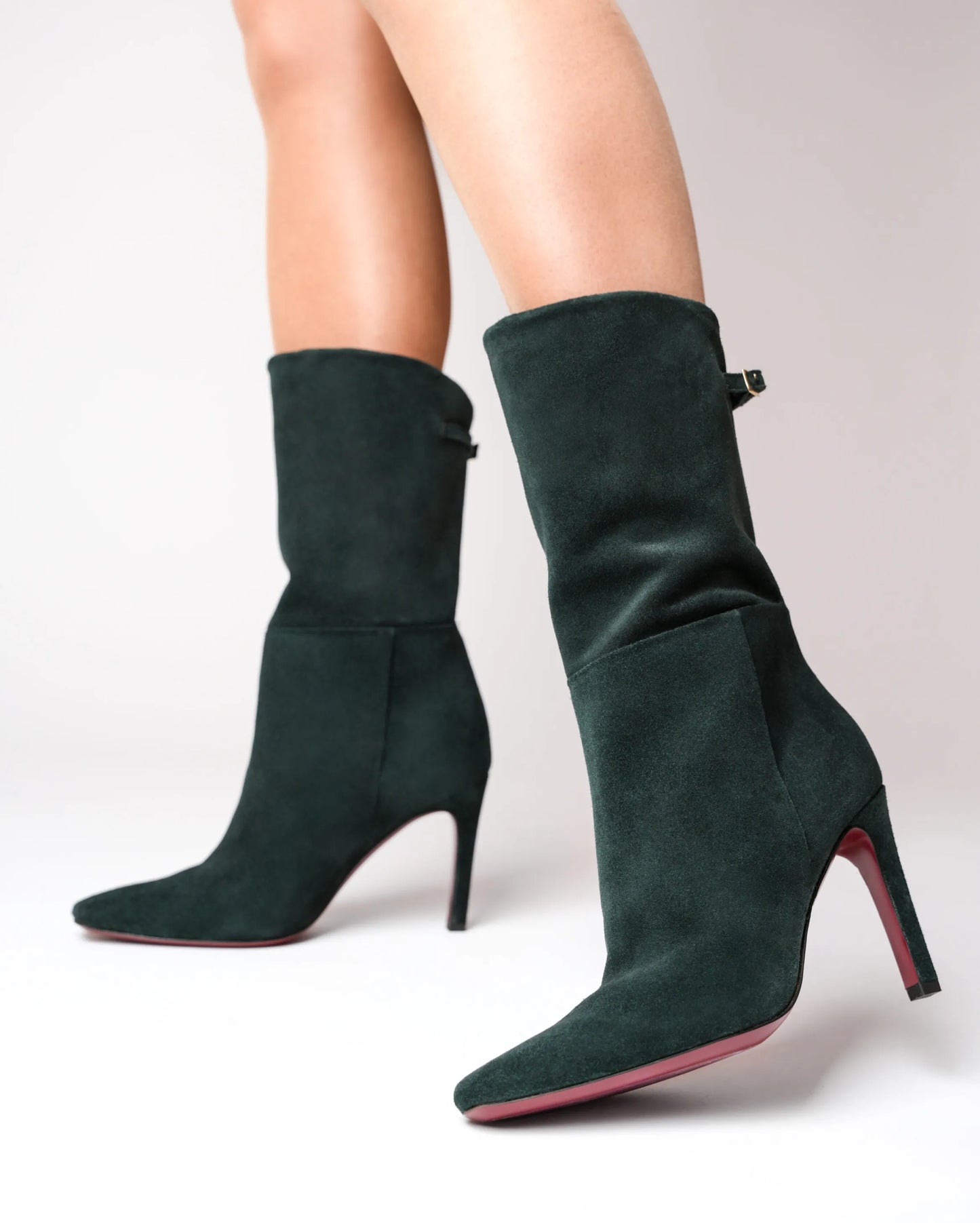 JULIA BOOTIES IN SUEDE GREEN LEATHER