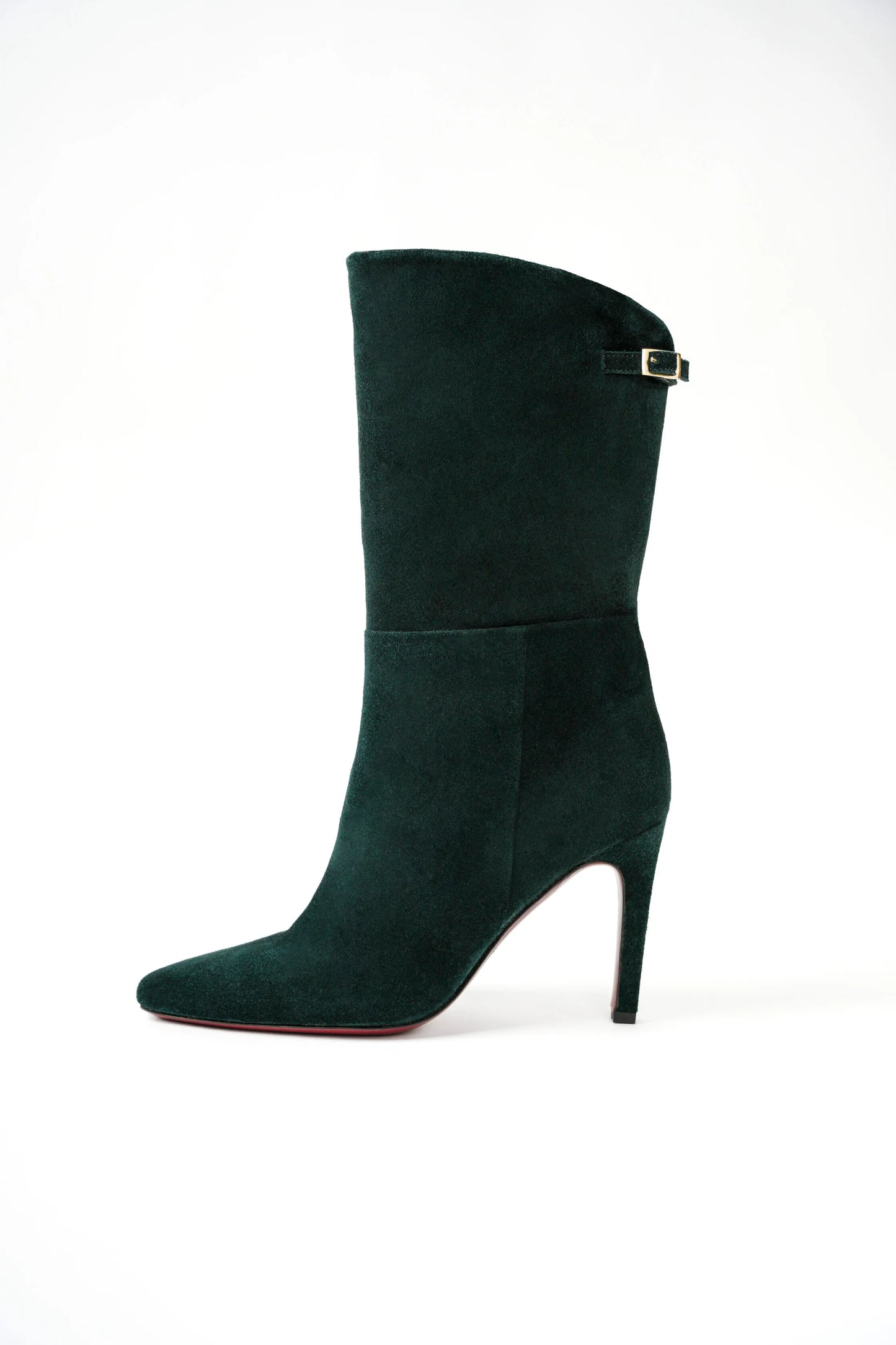 JULIA BOOTIES IN SUEDE GREEN LEATHER