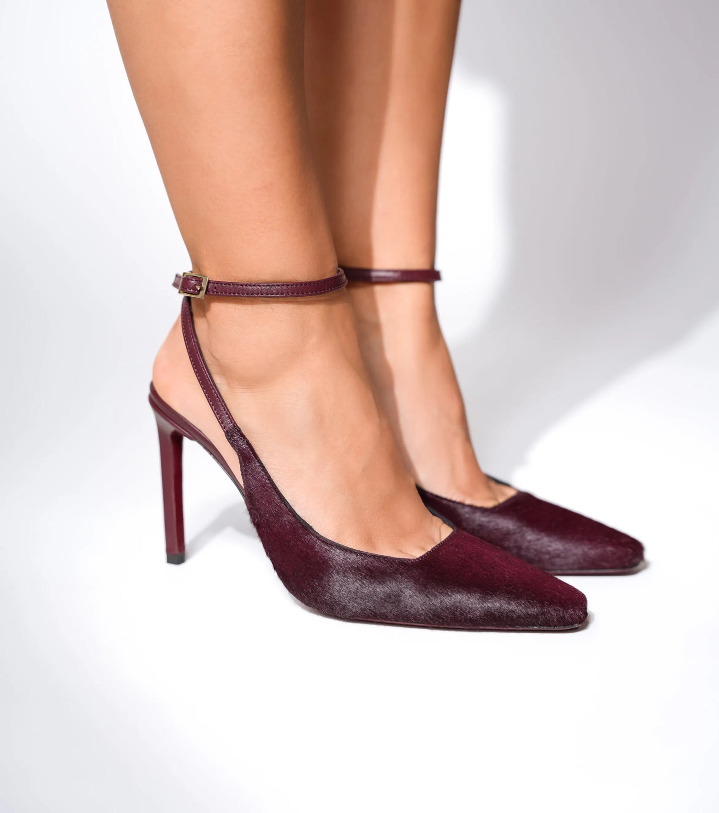 BIANCA PUMPS IN BURGUNDY PONY HAIR LEATHER