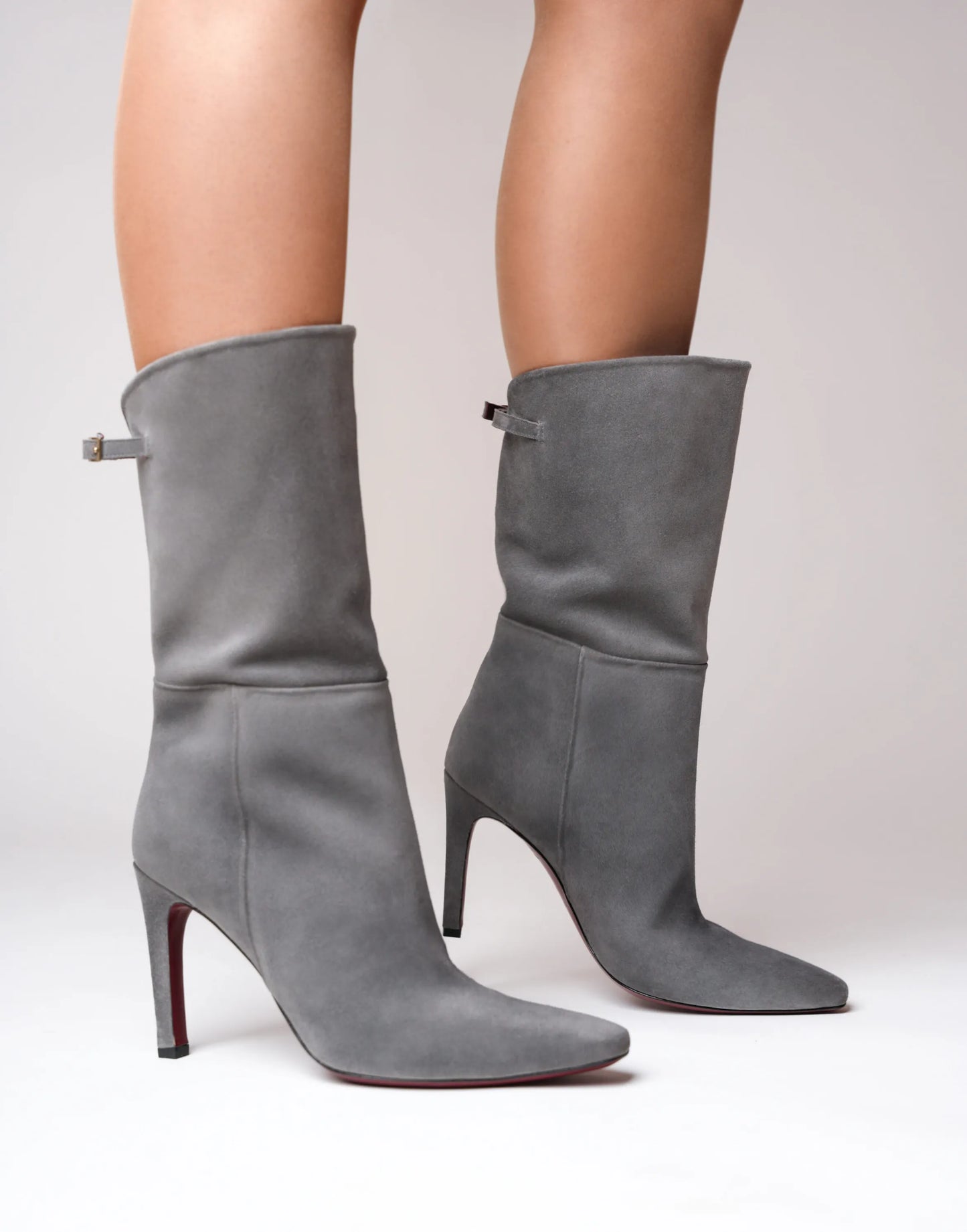 JULIA BOOTIES IN SUEDE GREY LEATHER
