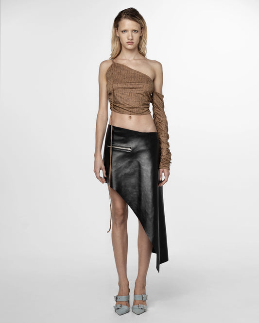 Black Leather Asymmetric Skirt