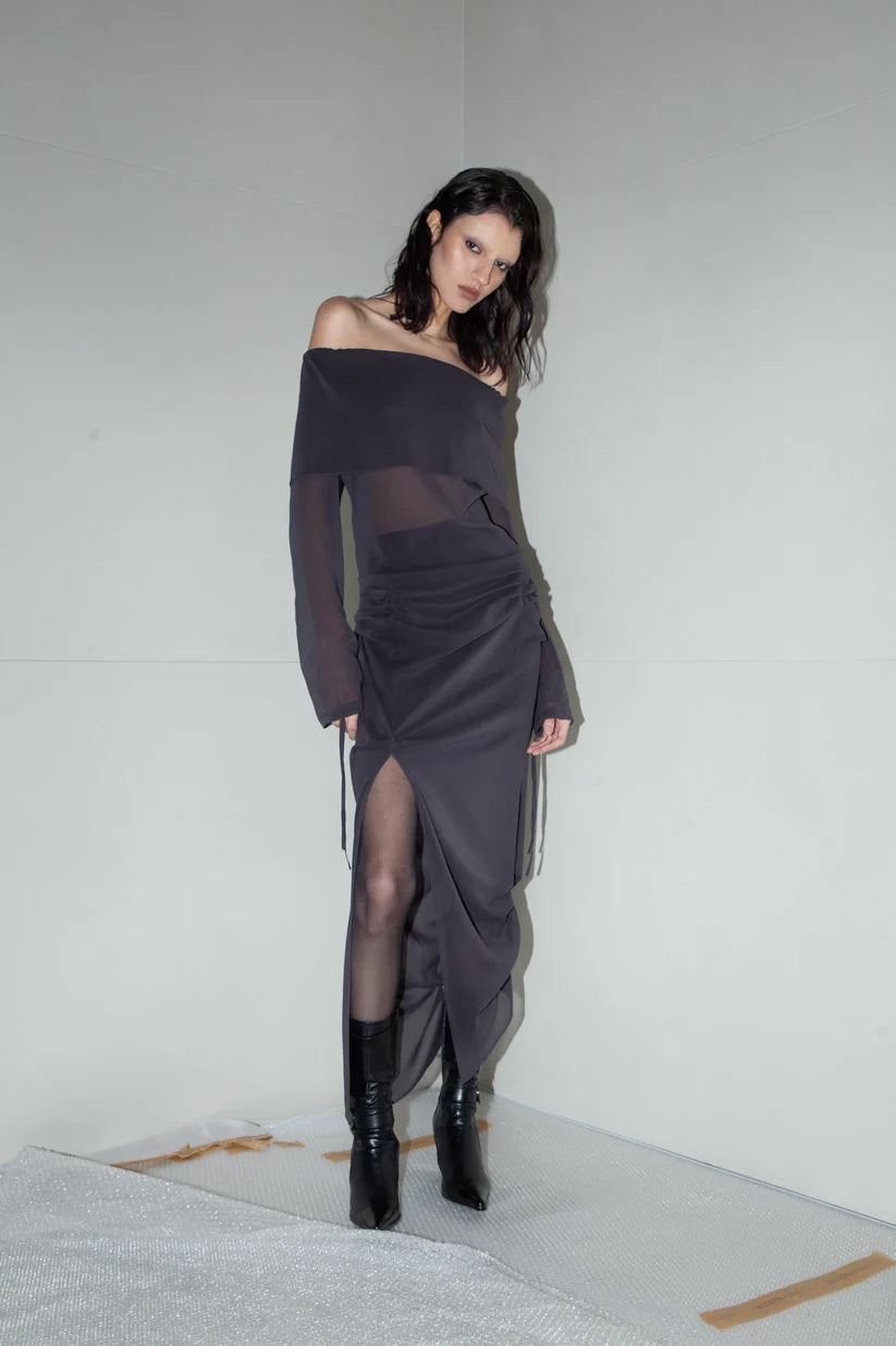 Gray Silk Dress