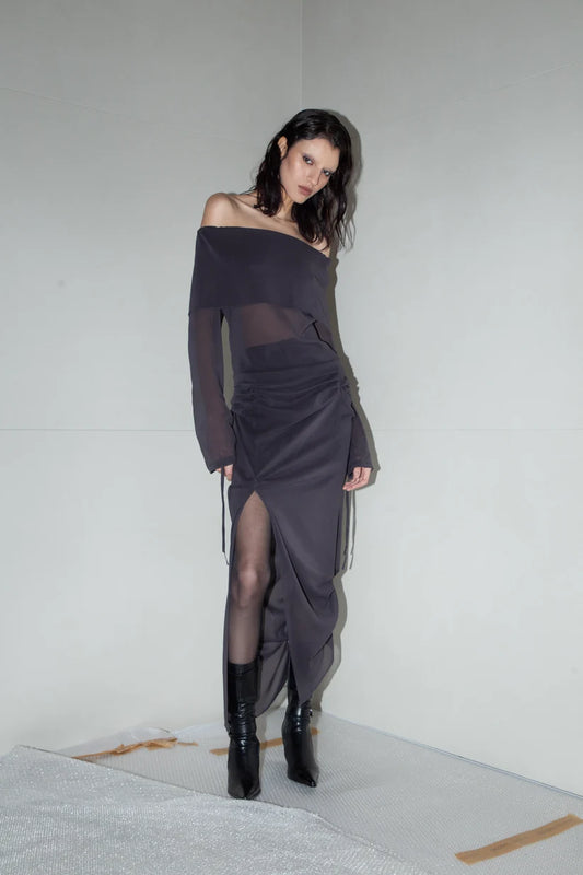 Gray Silk Dress