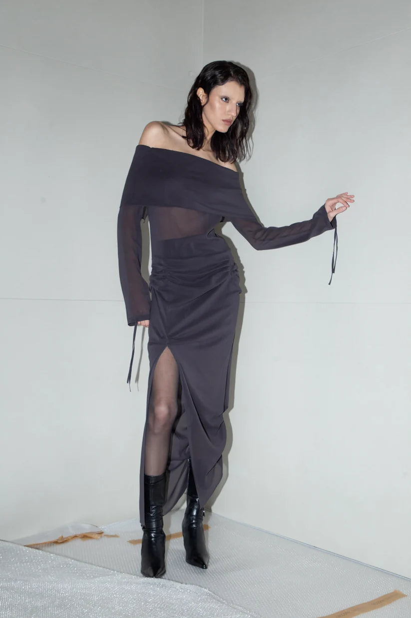 Gray Silk Dress
