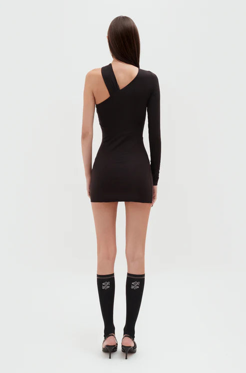 Asymmetric Draped Mini Dress
