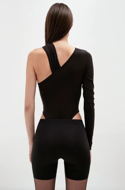 Asymmetric draped bodysuit