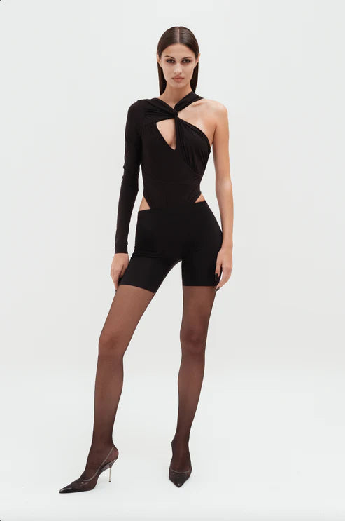 Asymmetric draped bodysuit